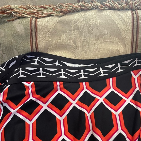 SANDRA Darren sheath Dress Size XL Petite Black pink print short Sleeve spandex - Picture 12 of 13